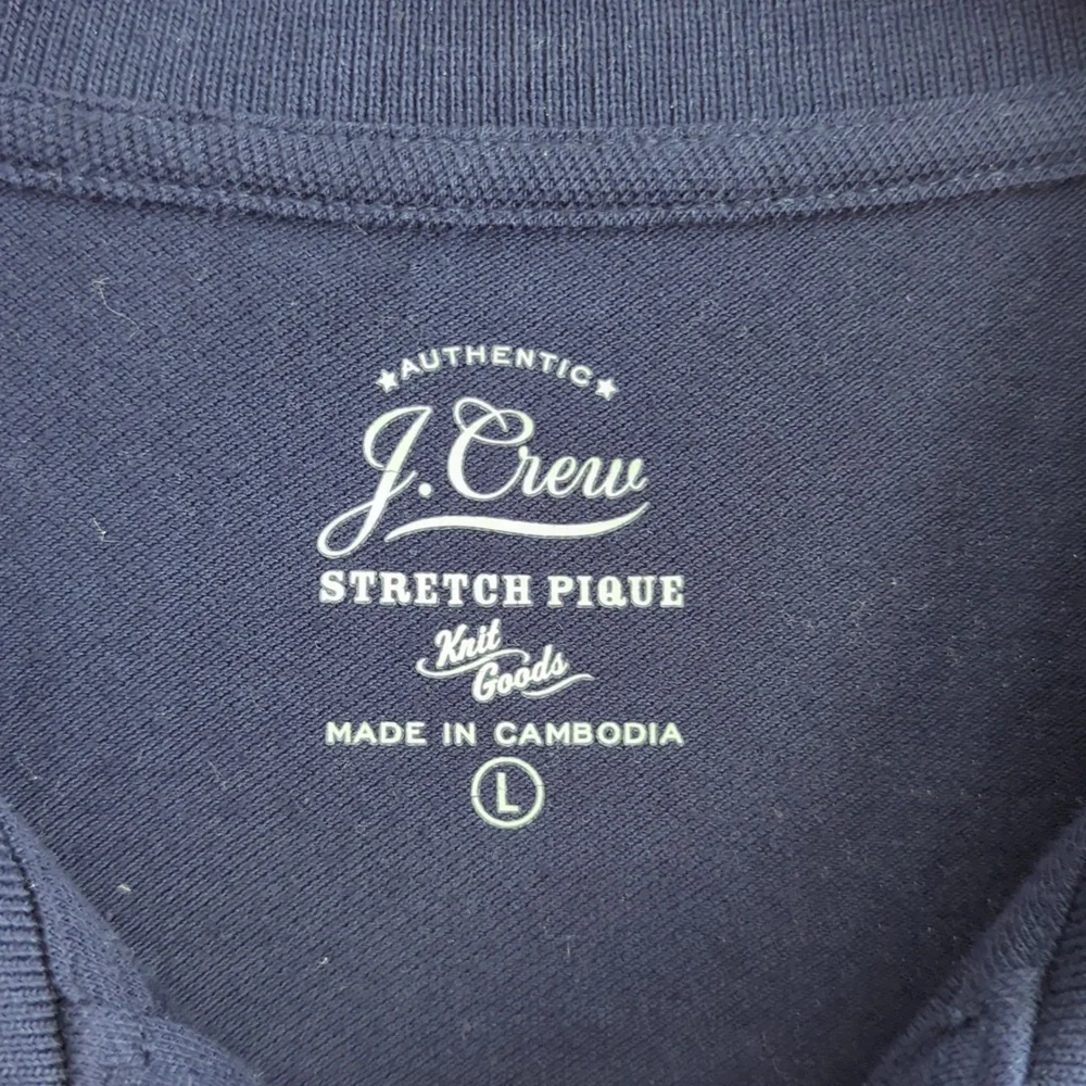 J Crew Stretch Pique Double Ribbed Navy Polo